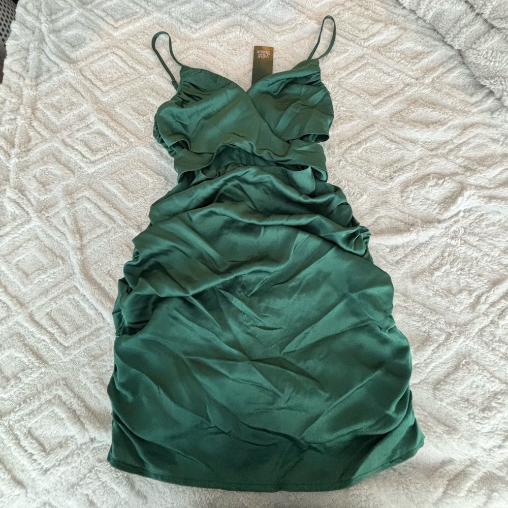 Elegant Green Satin Dress